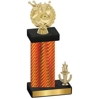 Accented Single Orange Carbon Fiber Victory Bowling Trophy