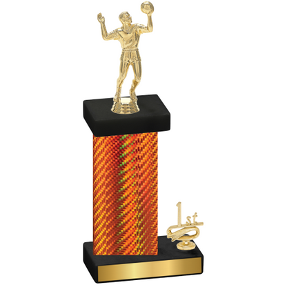 Accented Single Orange Carbon Fiber First Place Volleyball Trophy