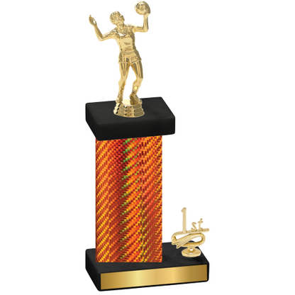 Accented Single Orange Carbon Fiber First Place Volleyball Trophy