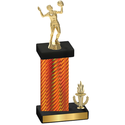 Accented Single Orange Carbon Fiber Victory Volleyball Trophy