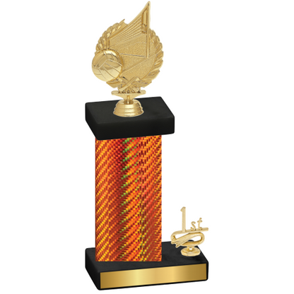 Accented Single Orange Carbon Fiber First Place Volleyball Trophy