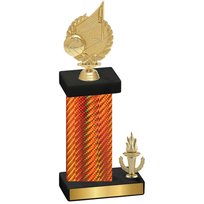 Accented Single Orange Carbon Fiber Victory Volleyball Trophy