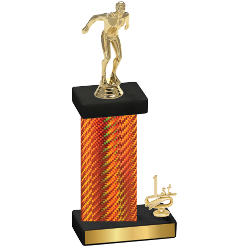 Accented Single Orange Carbon Fiber First Place Swimming Trophy