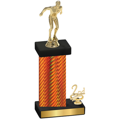 Accented Single Orange Carbon Fiber Second Place Swimming Trophy