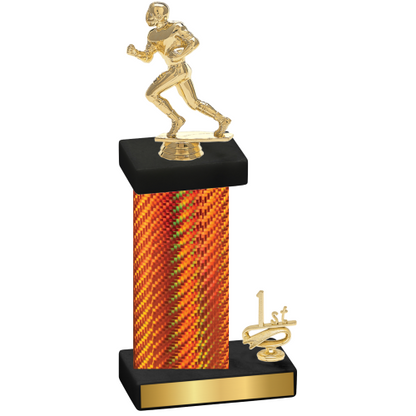 Accented Single Orange Carbon Fiber First Place Football Trophy