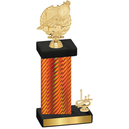 Accented Single Orange Carbon Fiber First Place Swimming Trophy