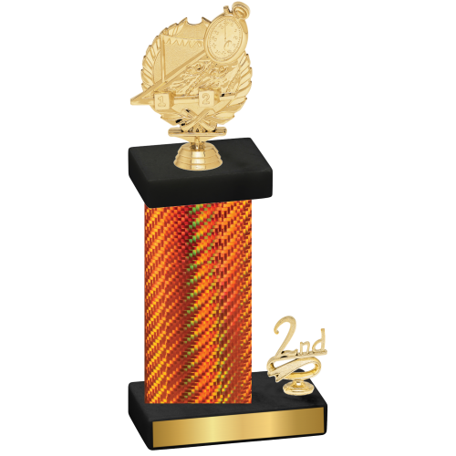 Accented Single Orange Carbon Fiber Second Place Swimming Trophy