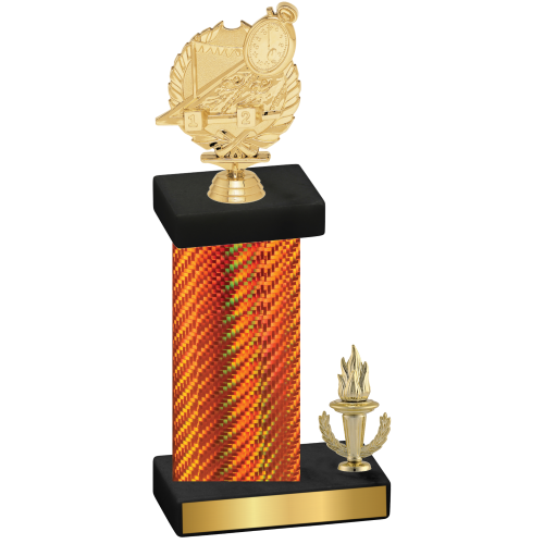 Accented Single Orange Carbon Fiber Victory Swimming Trophy