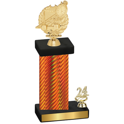 Accented Single Orange Carbon Fiber Year Swimming Trophy