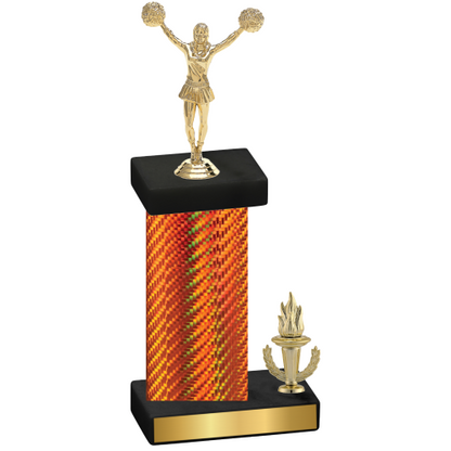 Accented Single Orange Carbon Fiber Victory Cheerleading Trophy