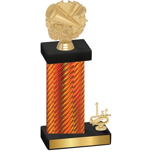 Accented Single Orange Carbon Fiber First Place Cheerleading Trophy