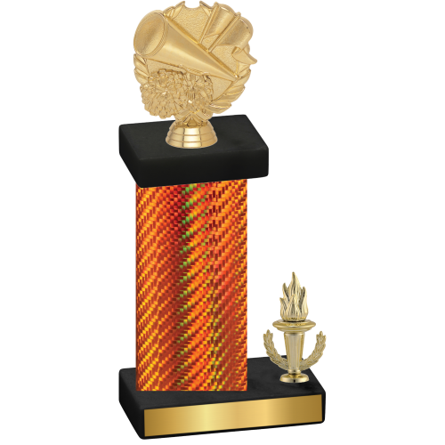 Accented Single Orange Carbon Fiber Victory Cheerleading Trophy