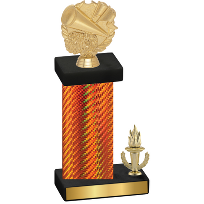 Accented Single Orange Carbon Fiber Victory Cheerleading Trophy