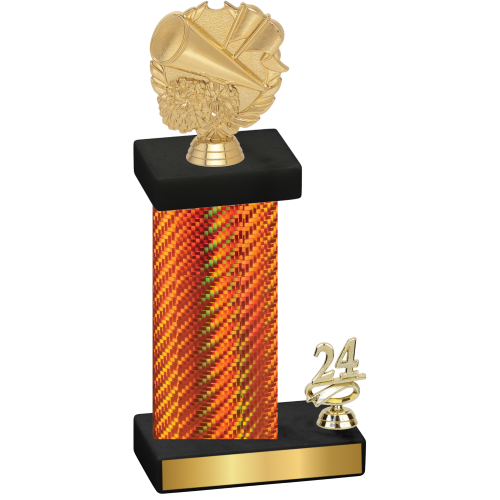 Accented Single Orange Carbon Fiber Year Cheerleading Trophy