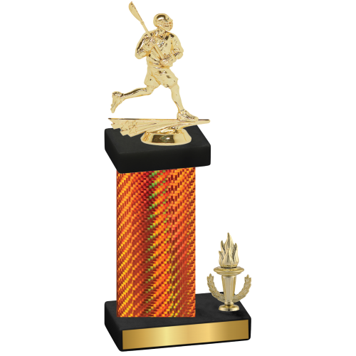 Accented Single Orange Carbon Fiber Victory Lacrosse Trophy