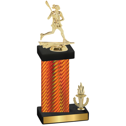 Accented Single Orange Carbon Fiber Victory Lacrosse Trophy