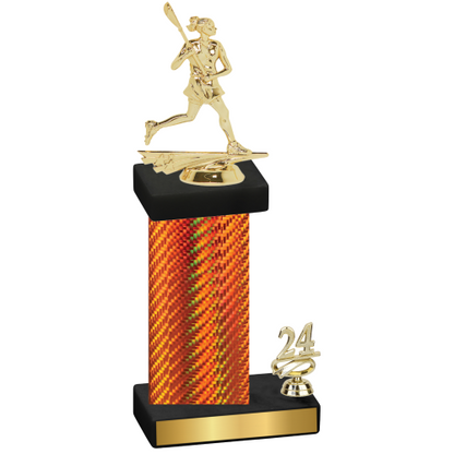 Accented Single Orange Carbon Fiber Year Lacrosse Trophy