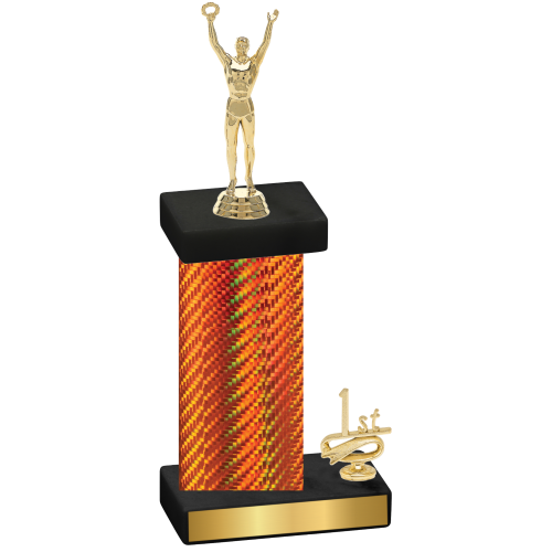 Accented Single Orange Carbon Fiber First Place Victory Trophy