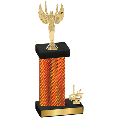 Accented Single Orange Carbon Fiber First Place Victory Trophy