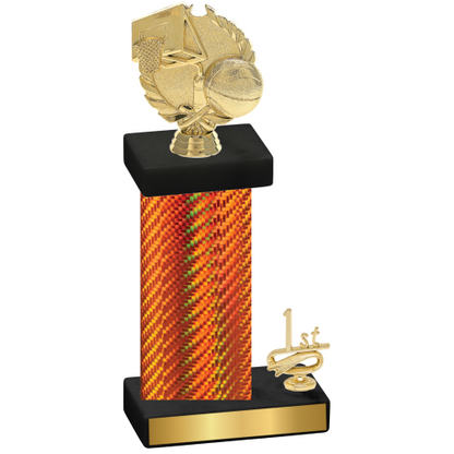 Accented Single Orange Carbon Fiber First Place Basketball Trophy