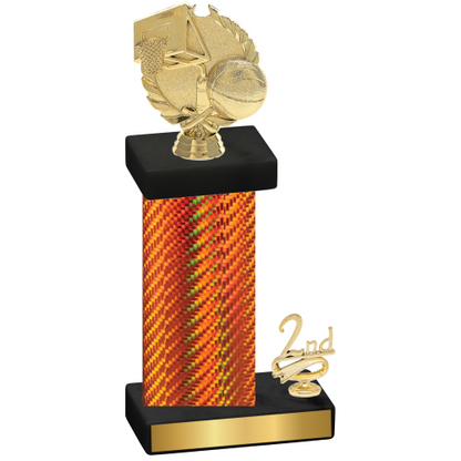 Accented Single Orange Carbon Fiber Second Place Basketball Trophy