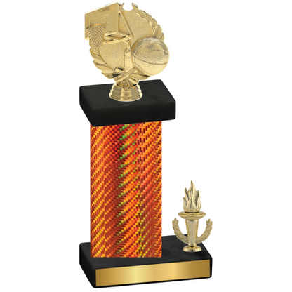 Accented Single Orange Carbon Fiber Victory Basketball Trophy