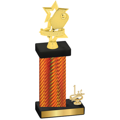 Accented Single Orange Carbon Fiber First Place Pickleball Trophy