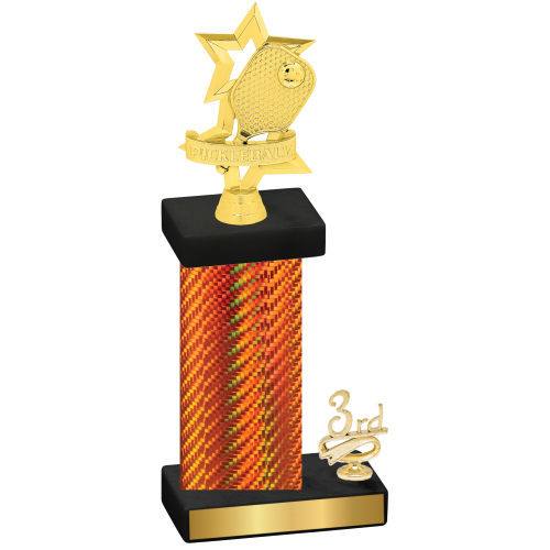 Accented Single Orange Carbon Fiber Third Place Pickleball Trophy