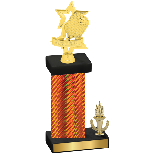 Accented Single Orange Carbon Fiber Victory Pickleball Trophy