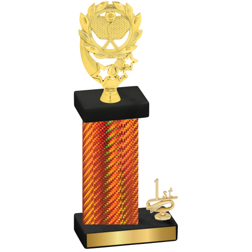 Accented Single Orange Carbon Fiber First Place Pickleball Trophy