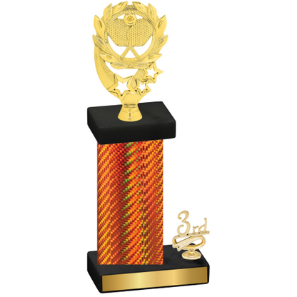 Accented Single Orange Carbon Fiber Third Place Pickleball Trophy