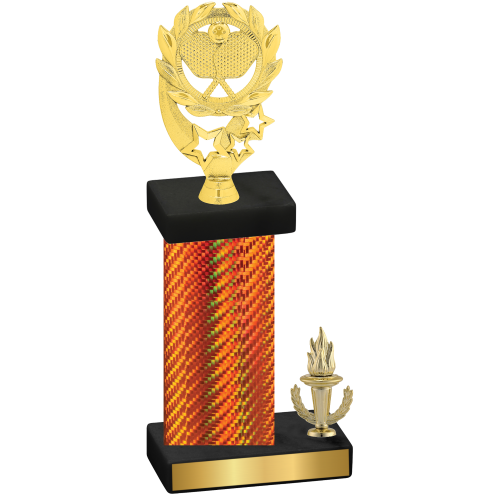 Accented Single Orange Carbon Fiber Victory Pickleball Trophy