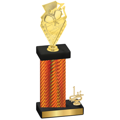 Accented Single Orange Carbon Fiber First Place Pickleball Trophy