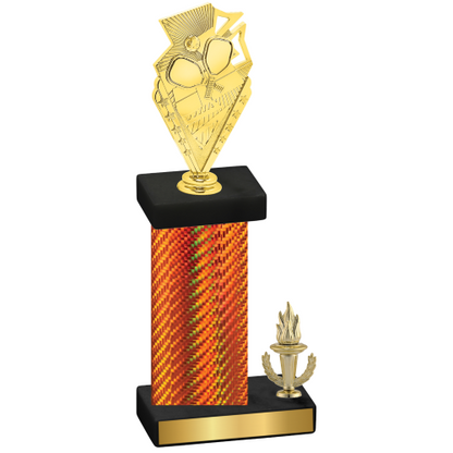 Accented Single Orange Carbon Fiber Victory Pickleball Trophy