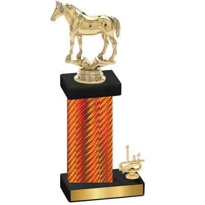 Accented Single Orange Carbon Fiber First Place Horses Trophy