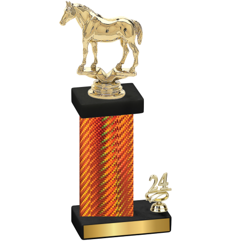 Accented Single Orange Carbon Fiber Year Horses Trophy