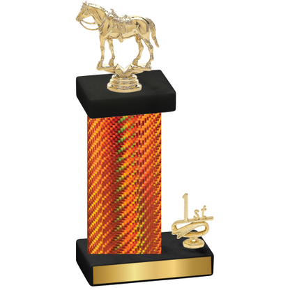 Accented Single Orange Carbon Fiber First Place Horses Trophy