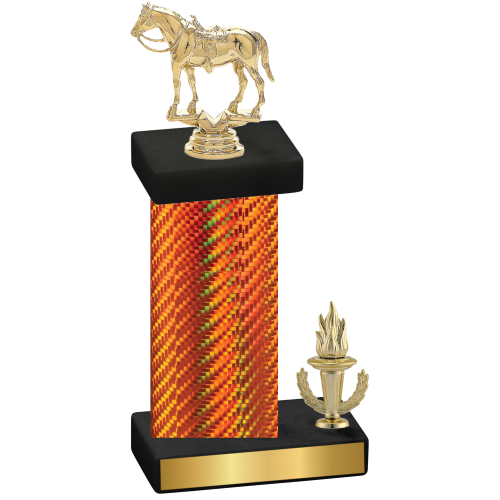 Accented Single Orange Carbon Fiber Victory Horses Trophy