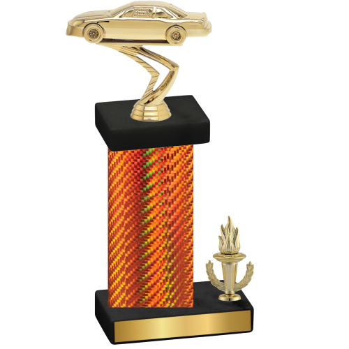 Accented Single Orange Carbon Fiber Victory Cars Trophy