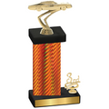 Accented Single Orange Carbon Fiber Third Place Cars Trophy