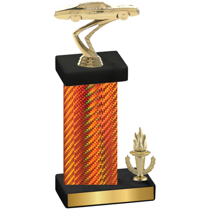 Accented Single Orange Carbon Fiber Victory Cars Trophy