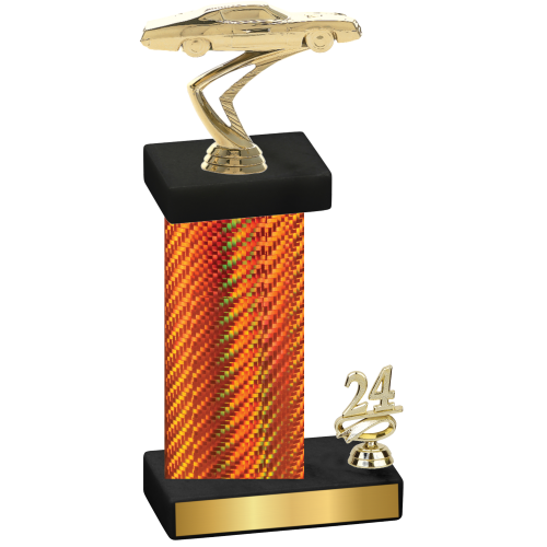 Accented Single Orange Carbon Fiber Year Cars Trophy