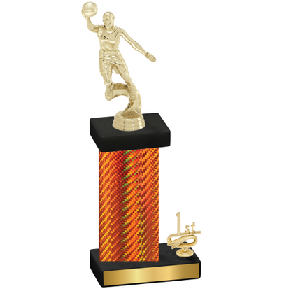 Accented Single Orange Carbon Fiber First Place Basketball Trophy