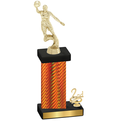 Accented Single Orange Carbon Fiber Second Place Basketball Trophy