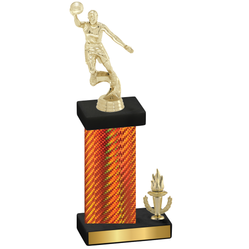 Accented Single Orange Carbon Fiber Victory Basketball Trophy