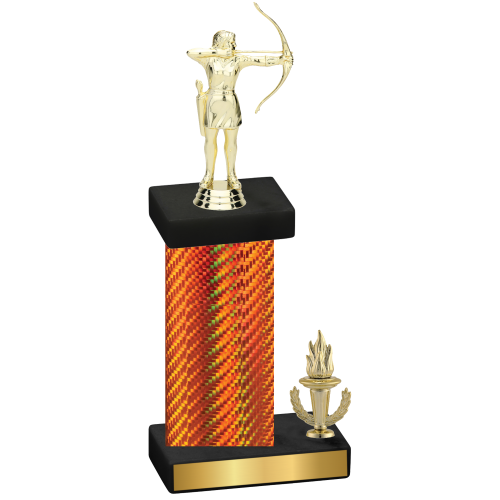 Accented Single Orange Carbon Fiber Victory Archery Trophy