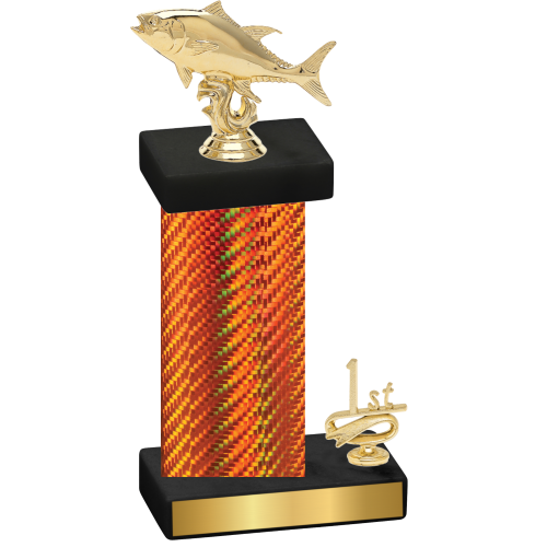 Accented Single Orange Carbon Fiber First Place Fishing Trophy