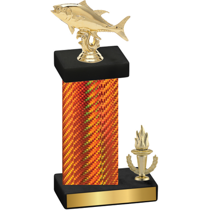 Accented Single Orange Carbon Fiber Victory Fishing Trophy