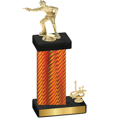 Accented Single Orange Carbon Fiber First Place Shooter Trophy