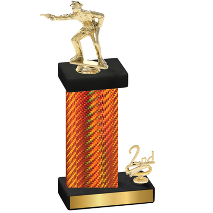 Accented Single Orange Carbon Fiber Second Place Shooter Trophy